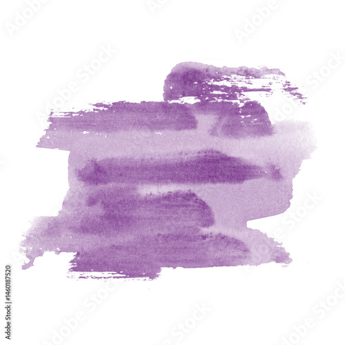 Abstract watercolor stroke of light purple color, hand drawn textured watercolor stain. Painted backdrop with brush stroke. For prints, logos, banners, icons, greeting cards, postcards, backgrounds.