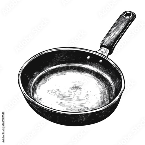 2D flat vector illustration of Frying Pan, isolated on a white background.