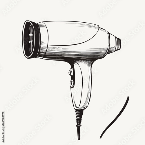 2D flat Hair Dryer vector illustration, isolated on a white background.