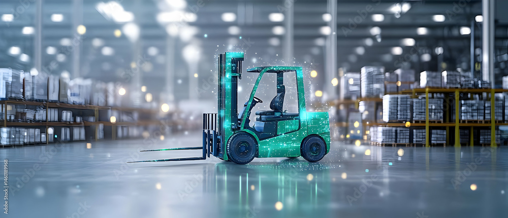 Fototapeta premium Digital Forklift In Warehouse