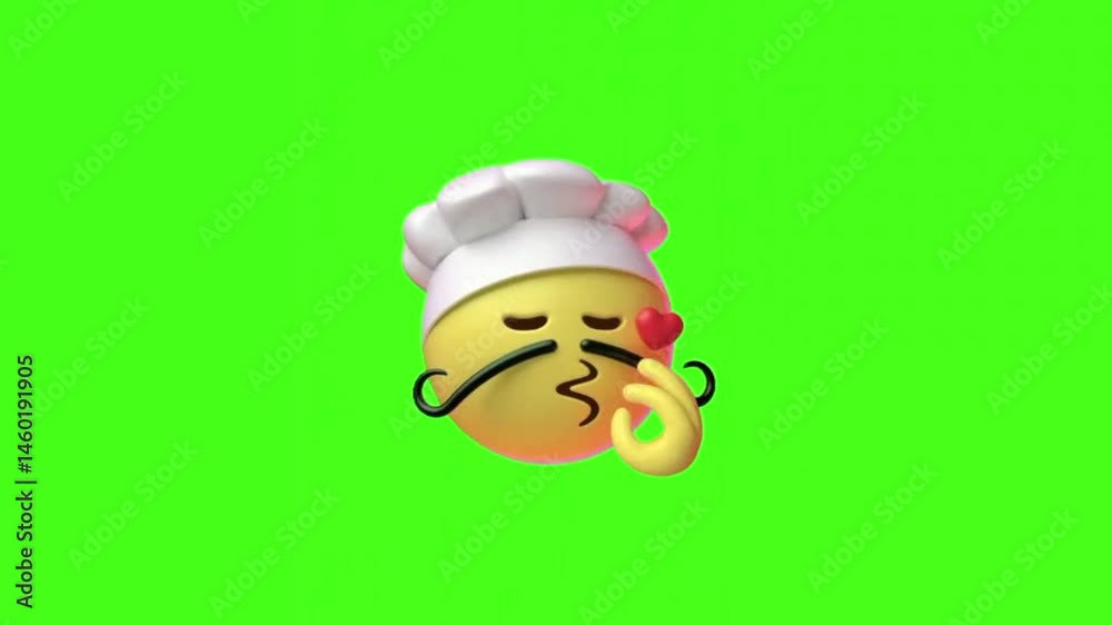 animateed face emoji icon on green screen background