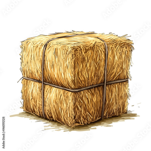 2D flat Hay Bale vector illustration, isolated on a white background.