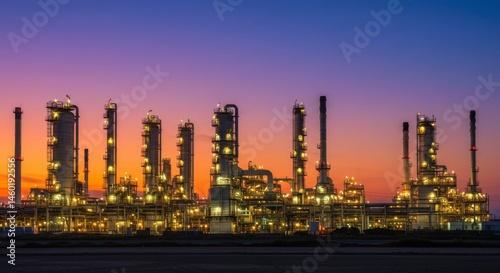 Industrial complex at dawn