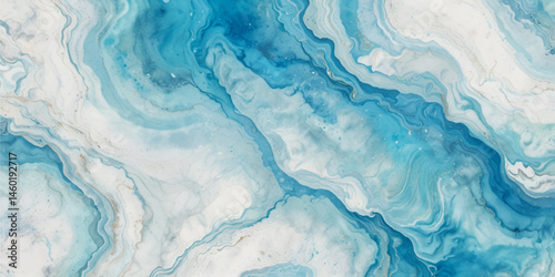Top and aerial view of wave ocean sea background. Blue and white wavy sea water background.
