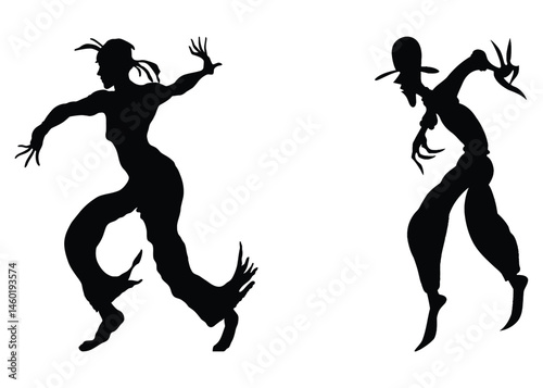 Dynamic Silhouettes of Dancing Figures in Motion Art