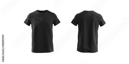 Plain Black Shirt Display with Front and Back Design Generated with A