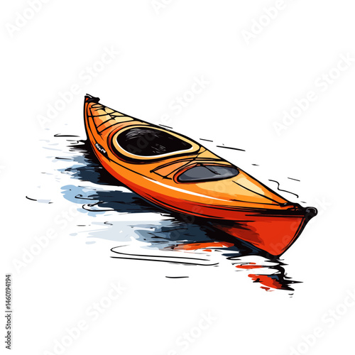 Kayak 2D flat vector illustration, isolated on a white background.