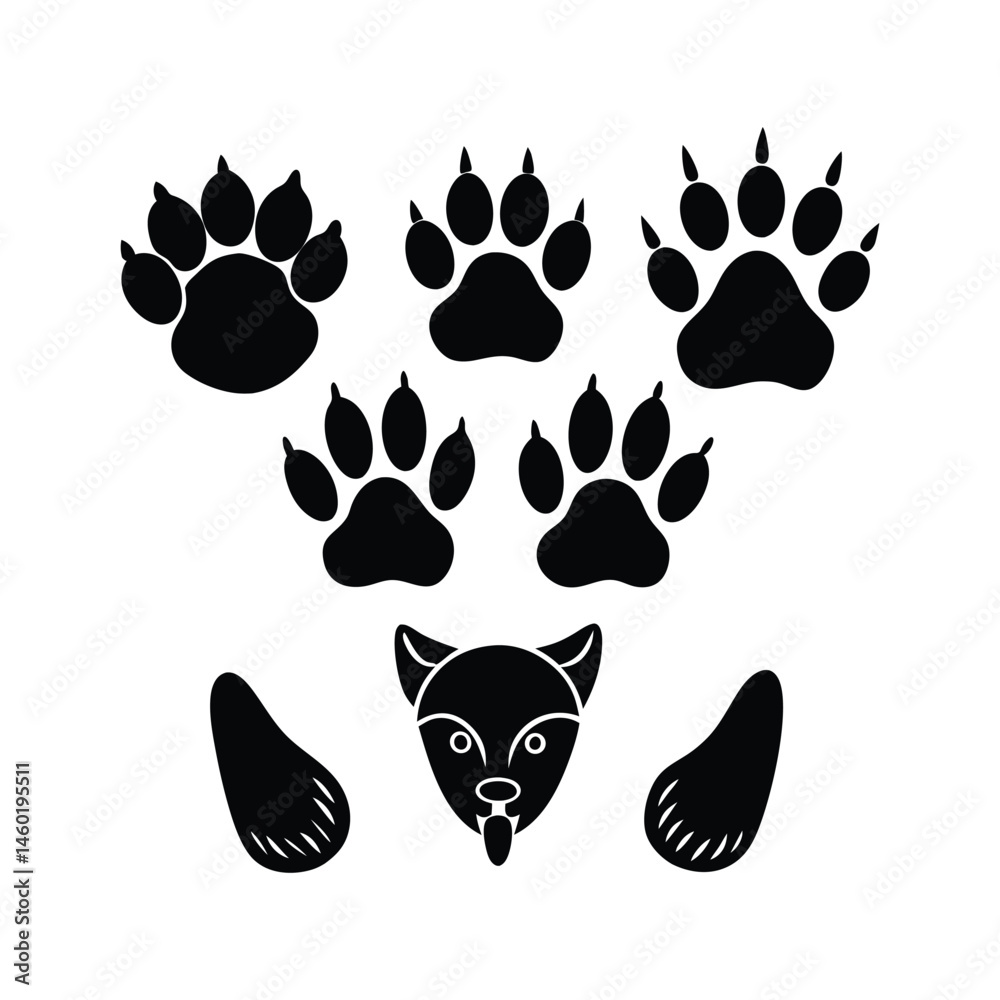 Fototapeta premium Animal Footprint Silhouettes Bundle Vector Design