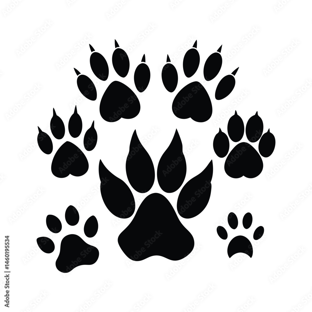 Fototapeta premium Animal Footprint Silhouettes Bundle Vector Design