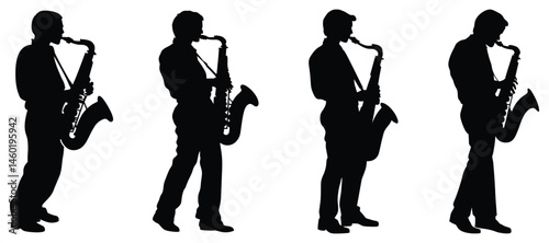 Saxophone Player Silhouettes Music Band Jazz Musicians Artwork