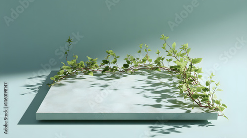 Obraz na płótnie Elegant Minimalist Product Display with Greenery w salonie