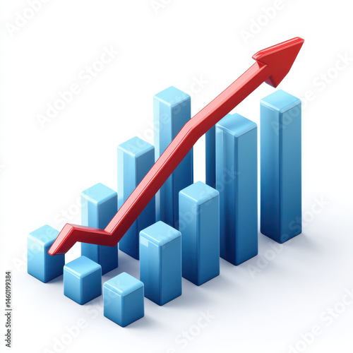 Blue bar graph with a red arrow showing growth up Free Download Blue bar graph with a red arrow showing growth up - GFXLoad