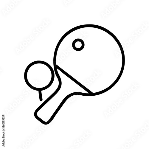 Ping Pong Paddle and Ball Outline Icon  