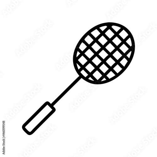 Badminton Racket Outline Illustration on White Background  