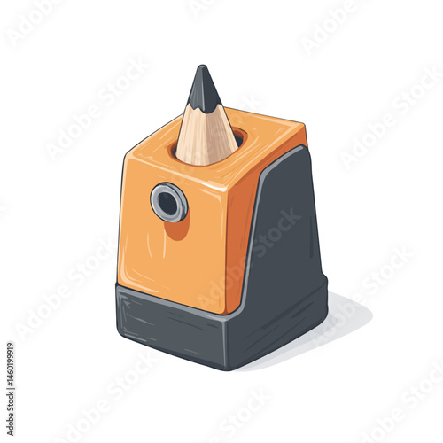 Pencil Sharpener 2D flat vector illustration, isolated on a white background.