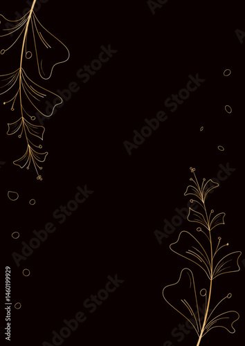 A template with twigs of plants. Space for the text. A template for invitations, advertisements, banners, covers, etc.