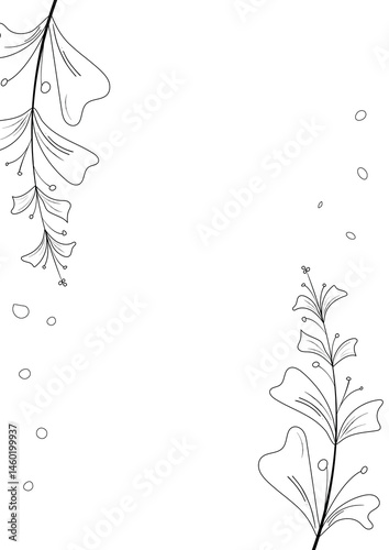 A template with twigs of plants. Space for the text. A template for invitations, advertisements, banners, covers, etc.