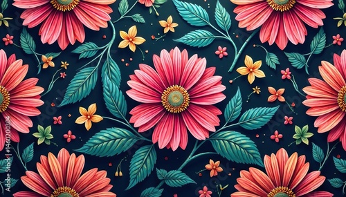 Intricate floral pattern, repeating seamlessly , texture, surface, background image
