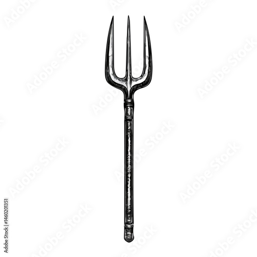 Pitchfork 2D flat vector illustration, isolated on a white background.
