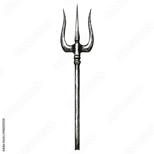 2D flat vector illustration of Pitchfork, isolated on a white background.