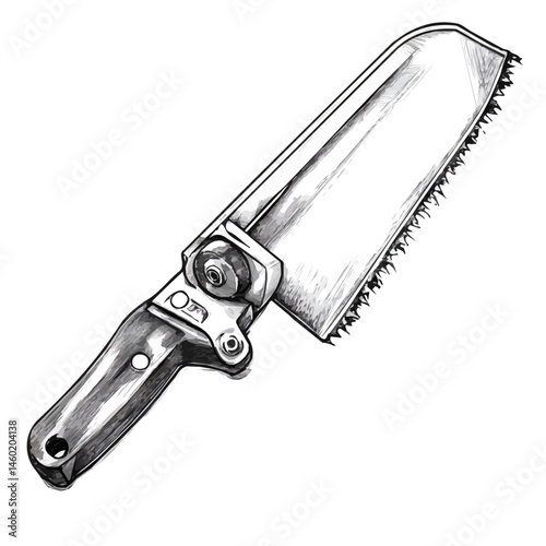 2D flat Saw vector illustration, isolated on a white background.