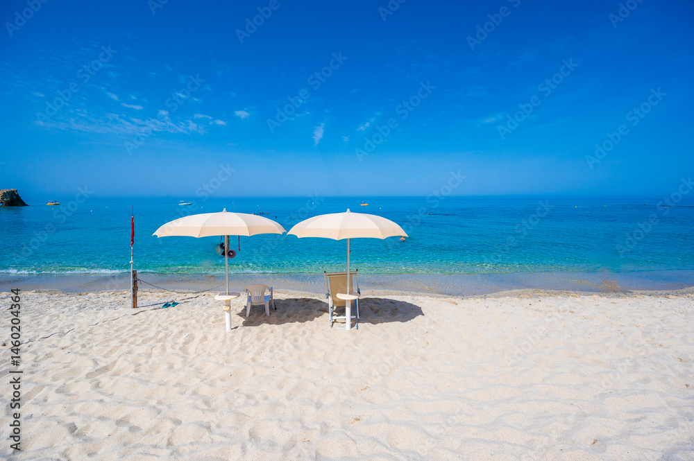 Fototapeta premium Spiaggia di Riaci - paradise beach and coast scenery at Santa Domenica, travel destination in Italy