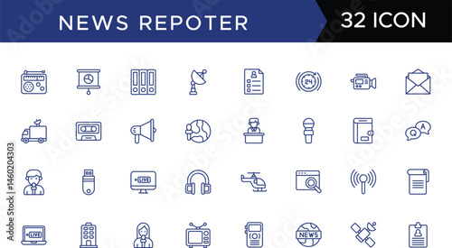 Simple Set of Fake News Related Vector Line Icons. Contains such Icons as Wrong Information, Propaganda, Inappropriate Content and more. Editable Stroke.