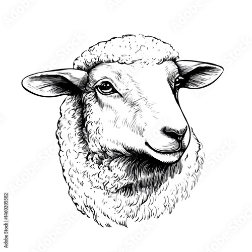 Sheep 2D flat vector illustration, isolated on a white background.