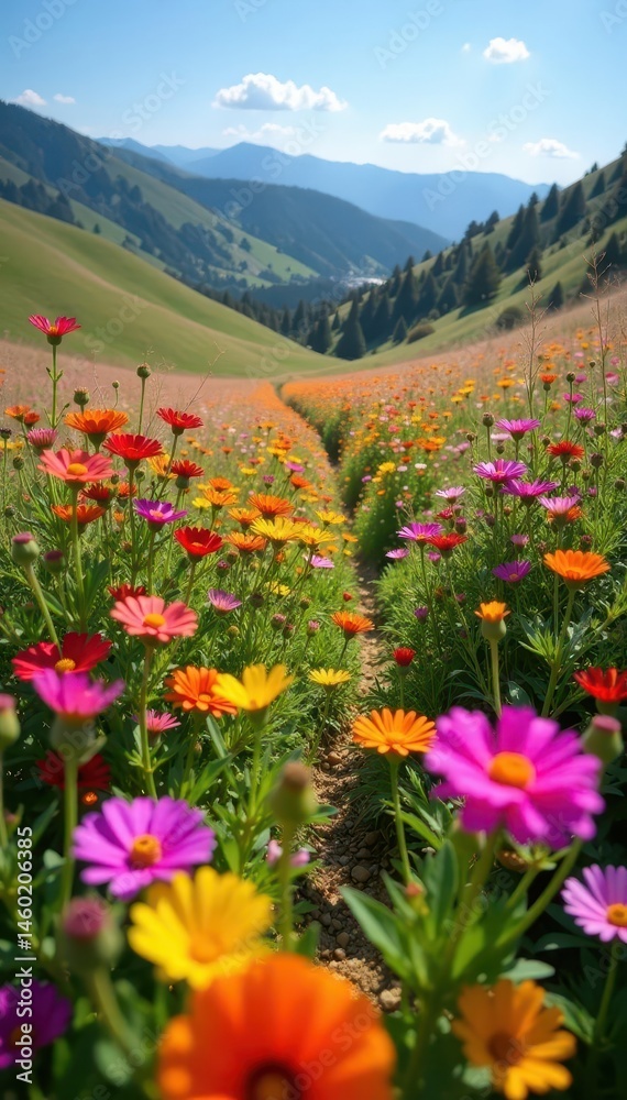 Fototapeta premium Vibrant wildflowers carpet Carrizo Hills, California , plant life, flowering plants, flora