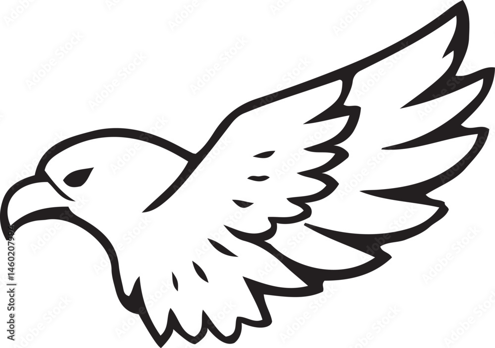 Obraz premium Dove Wing Outline – Peace Symbol Bird Vector Illustration