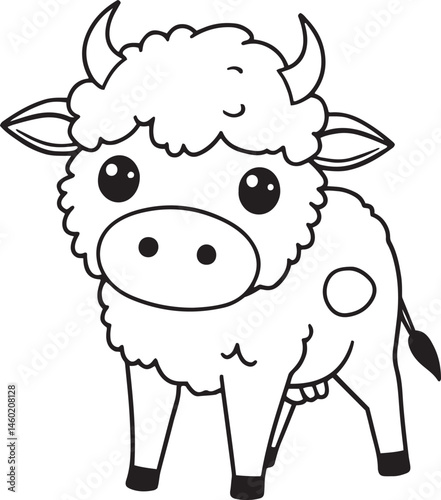 Cute Cartoon Cow Vector, Minimalist Farm Animal Illustration