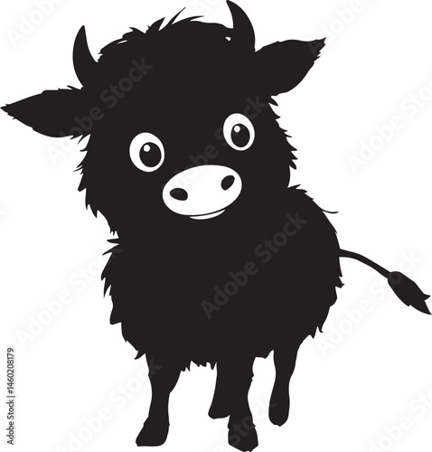 Cute Cartoon Cow Vector, Minimalist Farm Animal Illustration