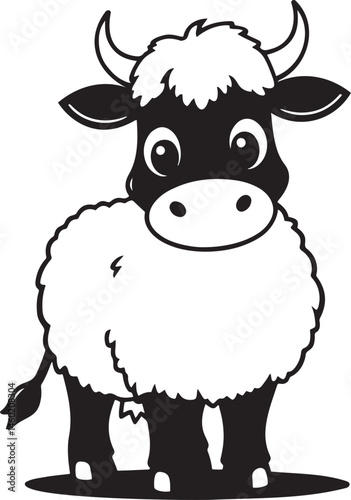 Cute Cartoon Cow Vector, Minimalist Farm Animal Illustration