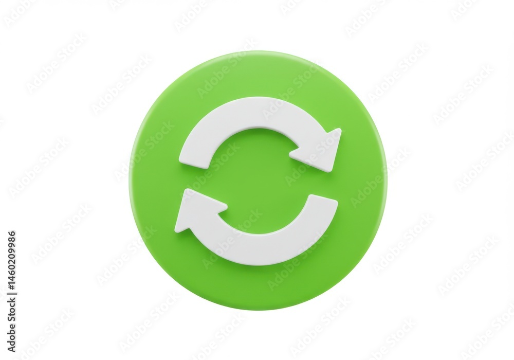 A vibrant emerald circle showcasing a prominent refresh icon in a clean design A vibrant emerald circle showcasing a prominent refresh icon in a clean design
