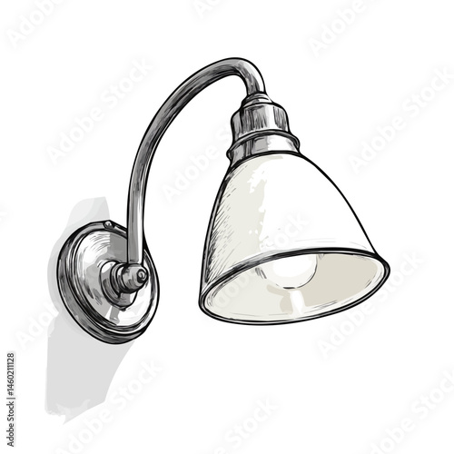 Wall-mounted Lamp 2D flat vector illustration, isolated on a white background.