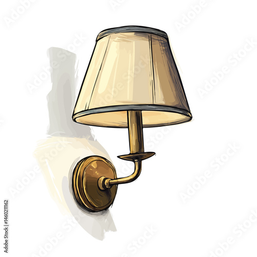 2D flat vector illustration of Wall-mounted Lamp, isolated on a white background.
