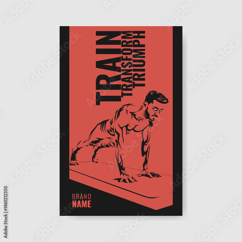 Fitness poster illustration with inspirational quote and man training