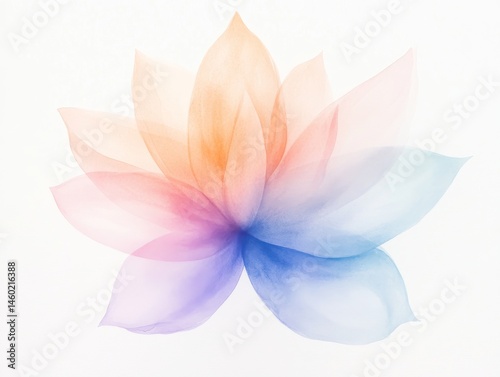 Colorful watercolor lotus flower on white background
