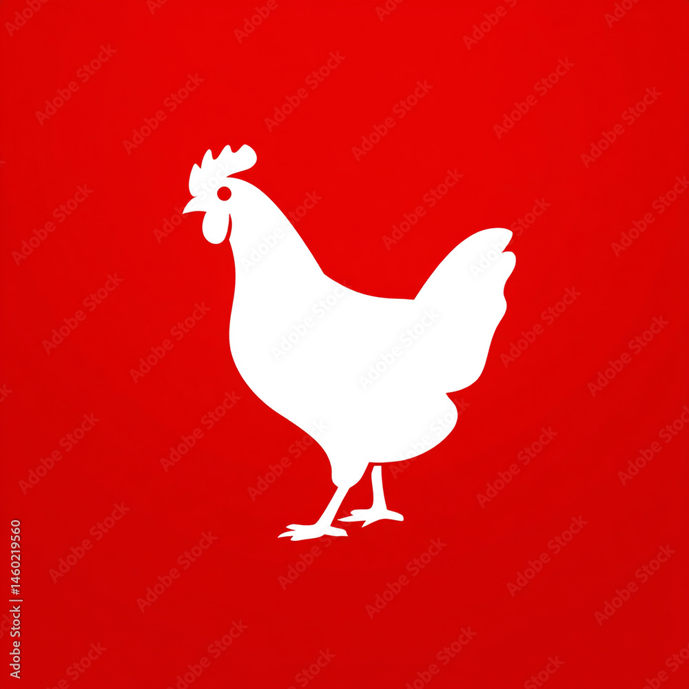 un poule sur fond rouge - IA Generated