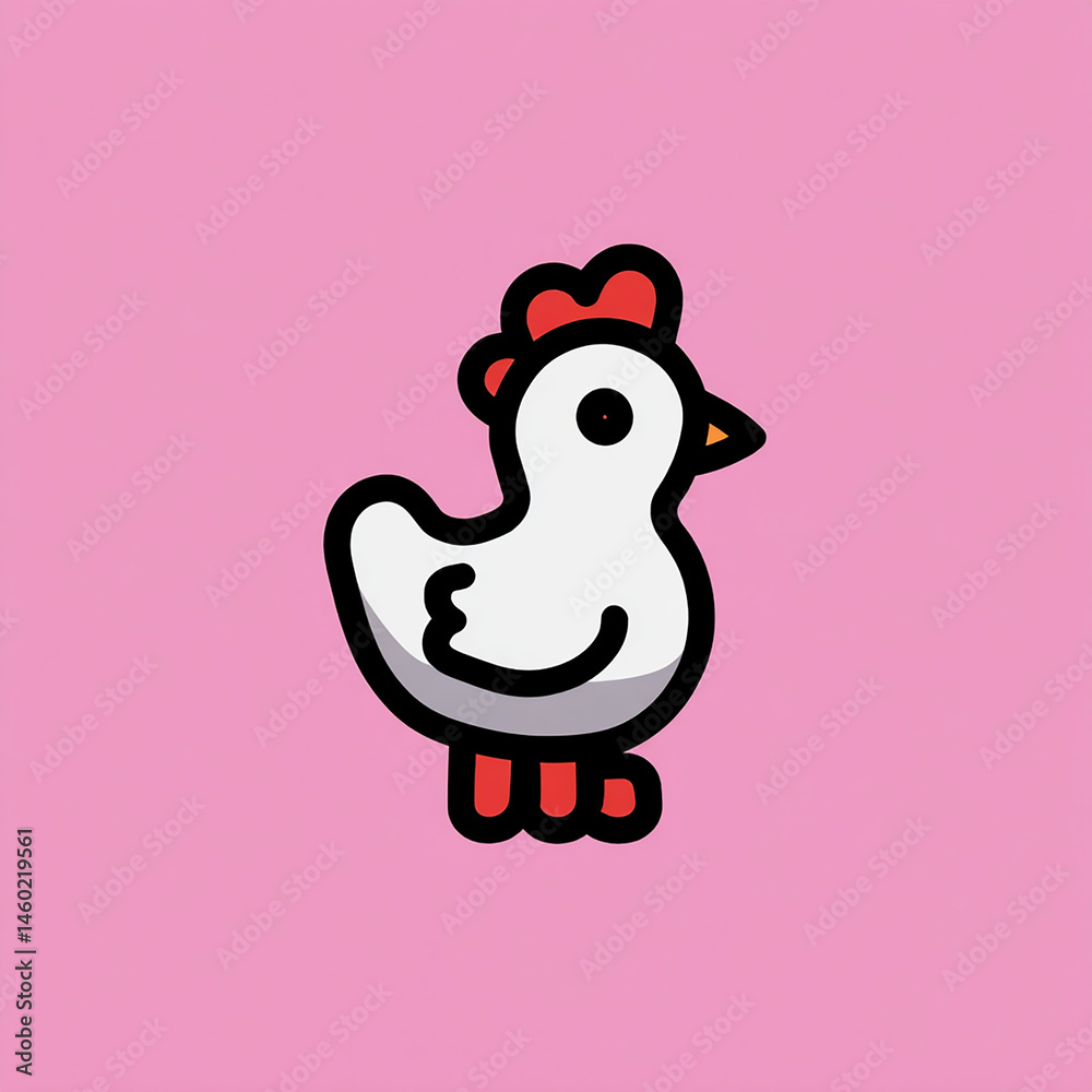 poule blanche sur fond rose - IA generative