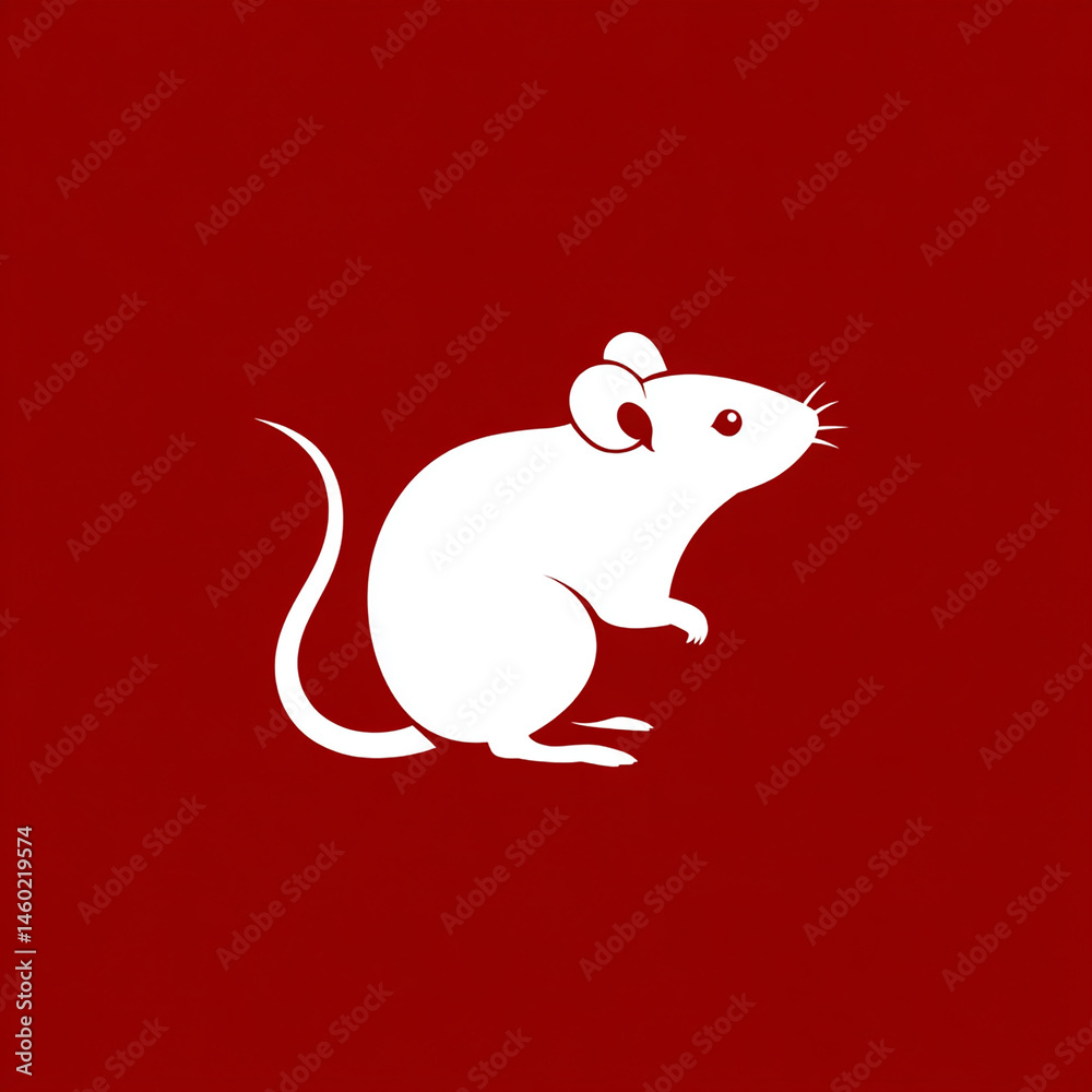 un rat sur fond rouge foncé - IA Generated