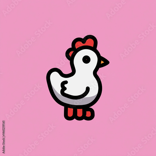 Obraz na płótnie poule blanche sur fond rose - IA generative w salonie