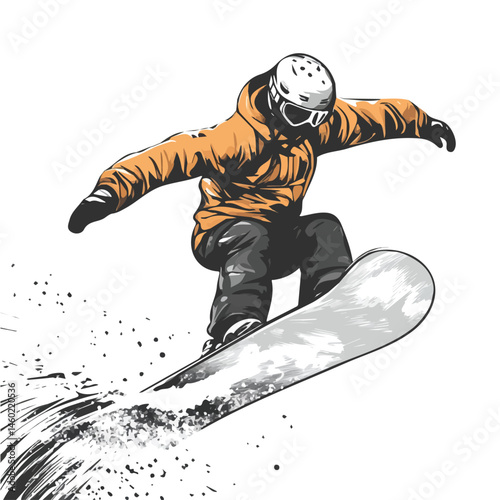 2D flat vector illustration of Snowboard, isolated on a white background.