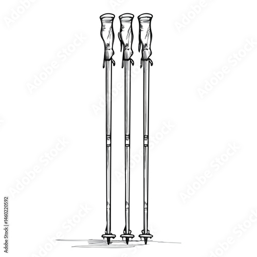 Ski Poles 2D flat vector illustration, isolated on a white background.