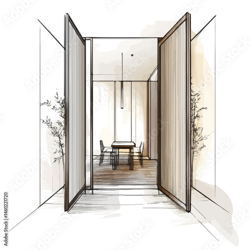 Room Divider 2D flat vector illustration, isolated on a white background.