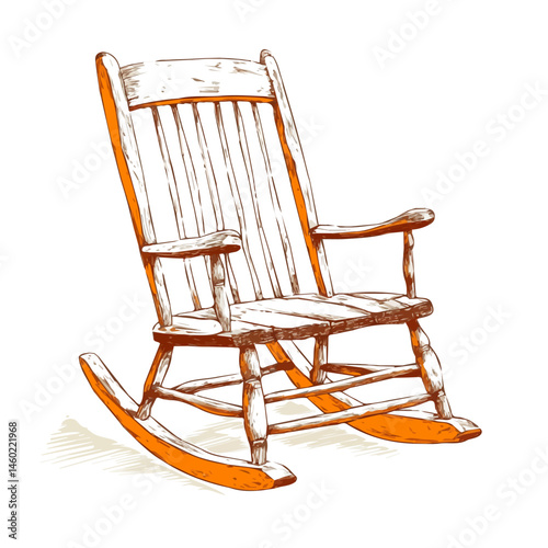 Rocking Chair 2D flat vector illustration, isolated on a white background.