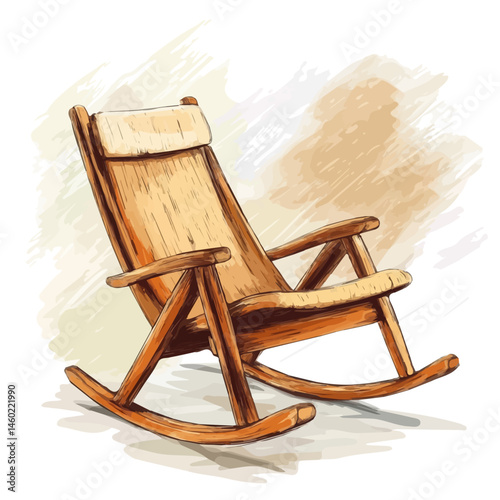 Rocking Chair 2D flat vector illustration, isolated on a white background.