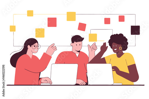 Group of professionals working together on a project, teamwork and business collaboration concept