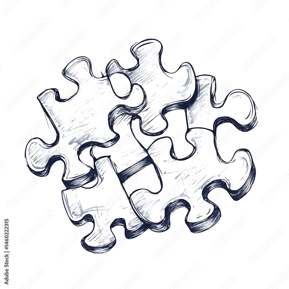 2D flat Puzzle Pieces vector illustration, isolated on a white background. 2D flat Puzzle Pieces vector illustration, isolated on a white background.
