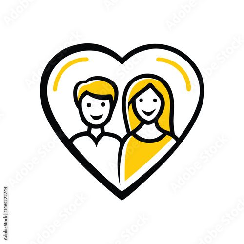 Valentine’s Day Couple Graphic. Romantic Scene, Love Symbols Vector.